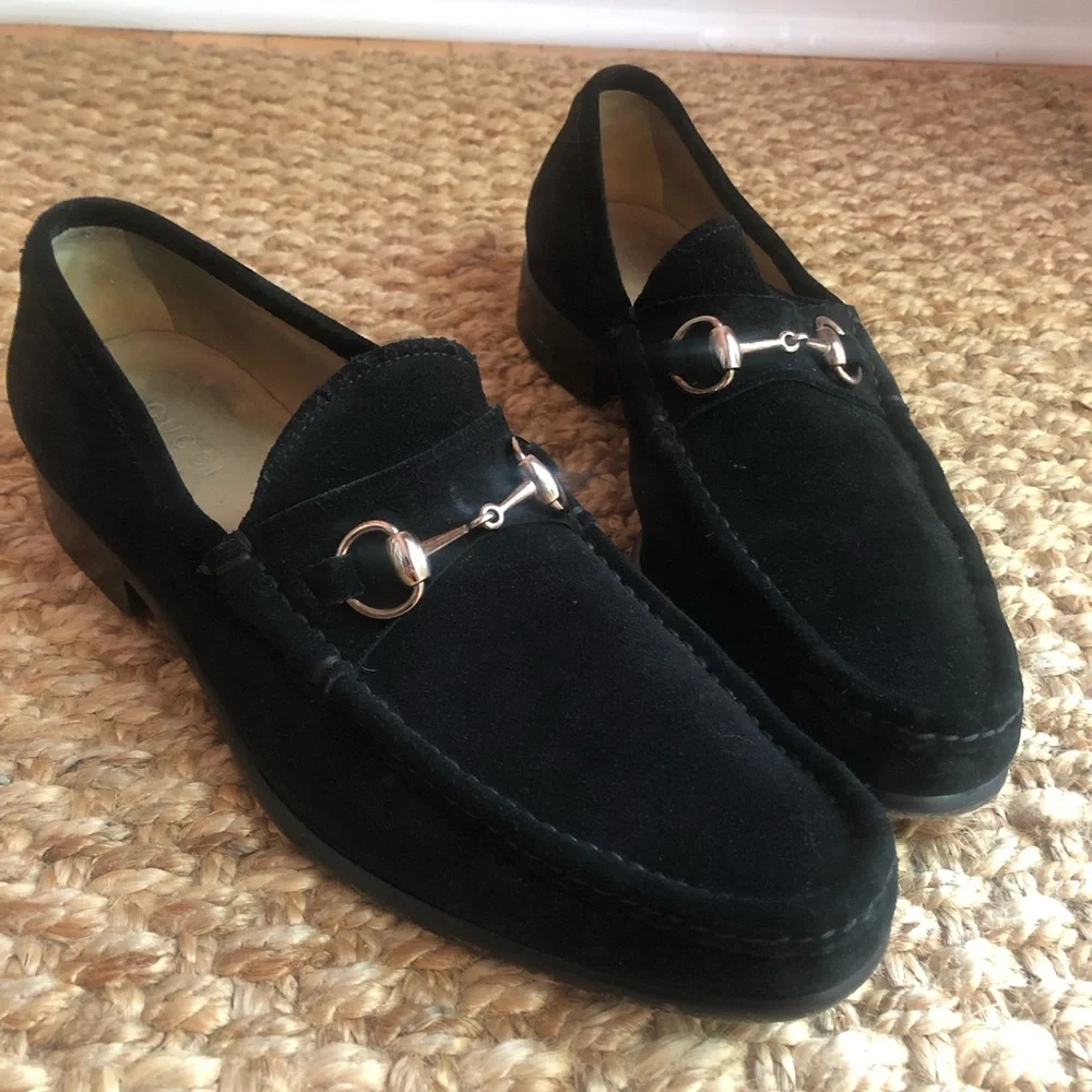 Gucci: Suede Horsebit Loafer. Vintage. Black. Size 9 D